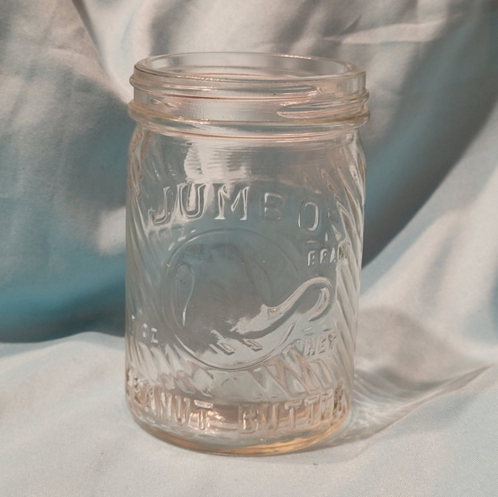 Vintage 1930s Jumbo Peanut Butter 7 oz Glass Jar NO LID
